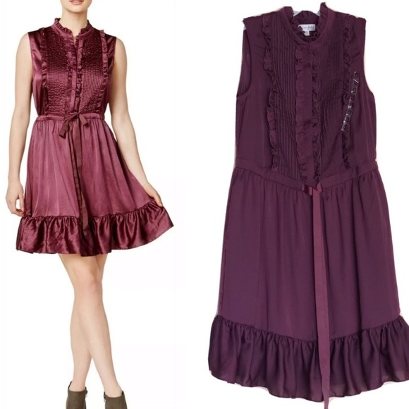Maison Jules Dresses & Skirts - Maison Jules Women PurpleSatin Tie Tuxedo Dress XS